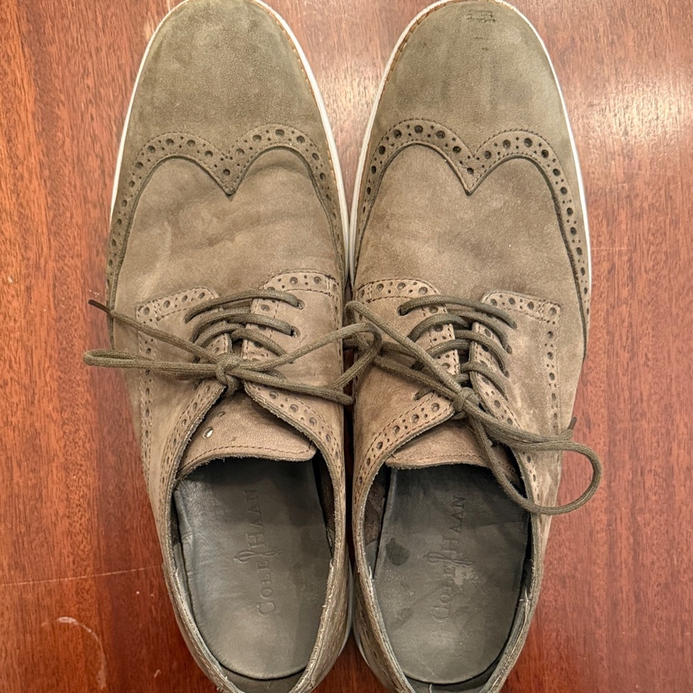 Cole Haan Olive Suede Oxford Shoes
